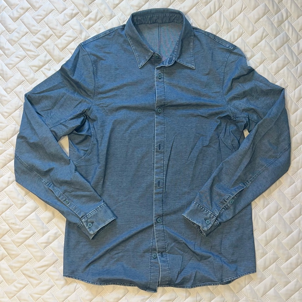 Lululemon Commission Long Sleeve Shirt - Size M - River Blue Enzyme Dye